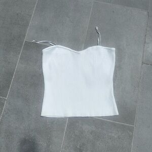 White Ribbed Women's Top